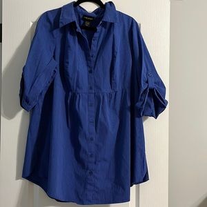 Lane Bryant Button Down Shirt- Blue with White Pinstripes. Size 22/24.